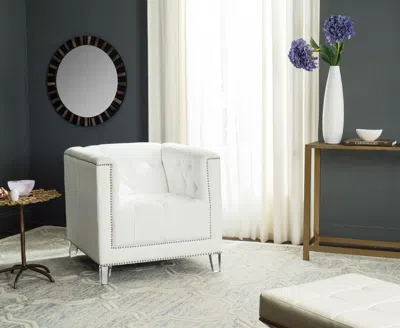 Safavieh Hollywood Glam Tufted Acrylic White Club Chair W/ Silver Nail Heads