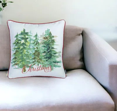 Homezia 18" Green And White Christmas Christmas Trees Throw Pillow Cover