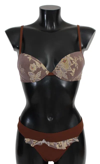 Pink Memories Lace Beachwear Two Piece Bikini Swimsuit In Black