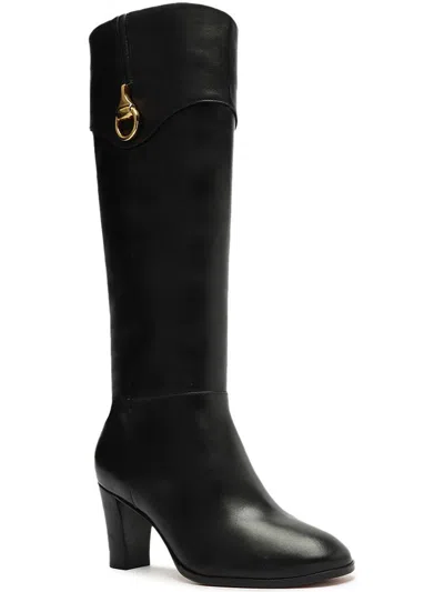 Arezzo Vivian Womens Leather Block Heel Mid-calf Boots In Black