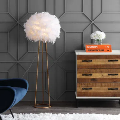 Jonathan Y Stork 52" Feather Metal Led Floor Lamp