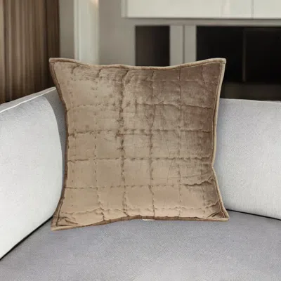 Homezia 20" X 7" X 20" Transitional Taupe Solid Quilted Pillow Cover With Poly Insert
