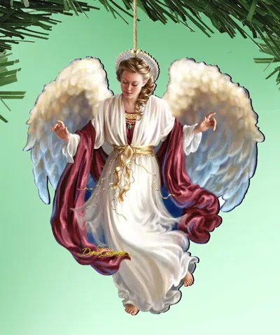 Designocracy Peace On Earth Angel Wood Ornaments Set Of 2 Dona Gelsinger Holiday