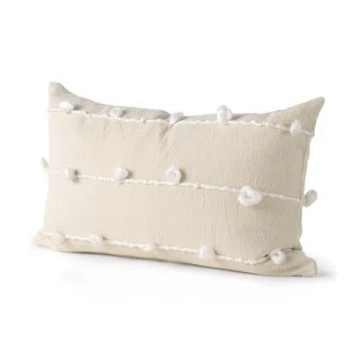 Homezia Clouds On Cream Canvas Lumbar Pillow Cover
