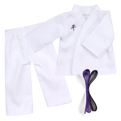 Teamson Sophia's Karate Uniform With White, Purple, & Black Belts For 18" Dolls, White