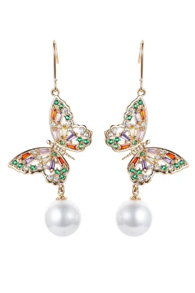 Eye Candy La Cz Dublin Butterfly Earrings In Silver