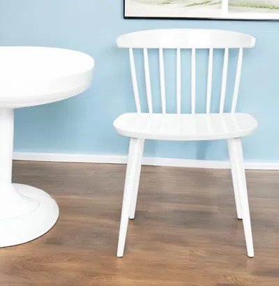 Homezia White Heavy Duty Plastic Slat Back Dining Side Chair