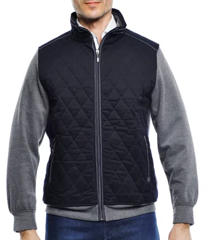 Luchiano Visconti Navy And Grey Quilted Knit Jacket In Blue