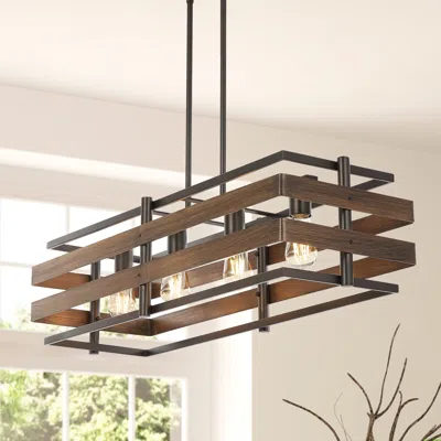 Jonathan Y Horizon 34" 4-light Rustic Farmhouse Iron Linear Led Pendant