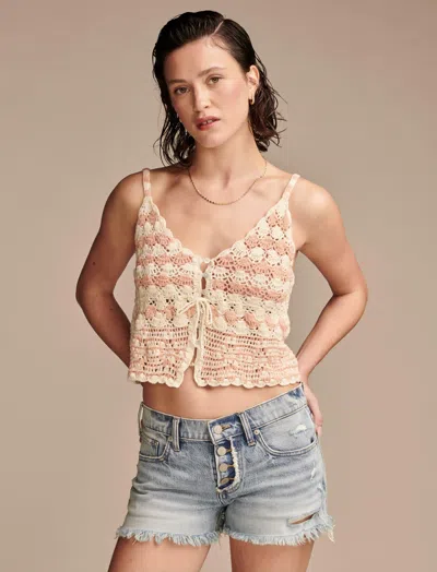 Lucky Brand Women's Cotton Crochet Tie-front Tank In Beige