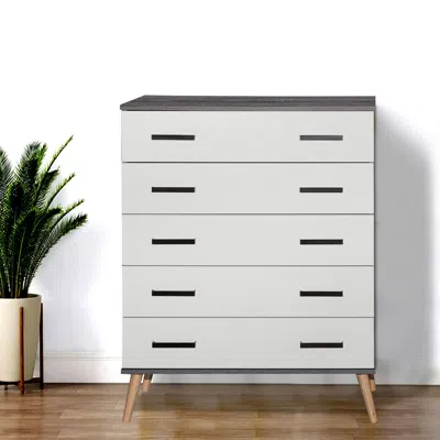 Woodpeckers Furniture And Mattress Eli Mid-century Modern 5 Drawer Chest