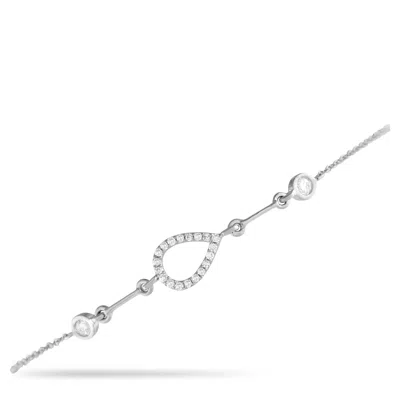 Non Branded Lb Exclusive 14k White Gold 0.16ct Diamond Bracelet Br09664-w In Silver