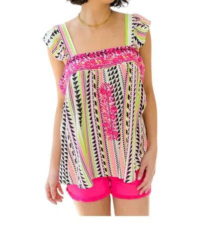 ANDREE BY UNIT FRANCESCA EMBROIDERED TOP IN PINK 