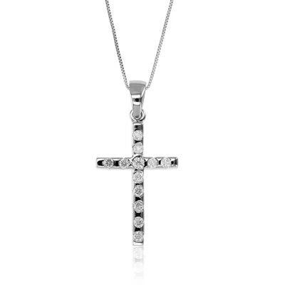 Vir Jewels 1/3 Cttw Diamond Pendant, Diamond Cross Pendant Necklace For Women In 14k White Gold With 18 Inch Ch In Silver