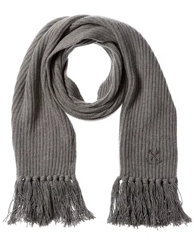 Golden Goose Brushed Fringed Rectangle Ribbed Wraparound Scarf In Grey