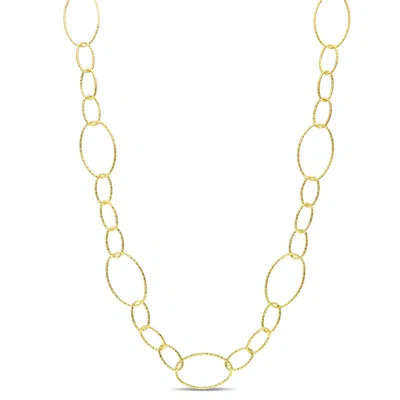 Mimi & Max 13mm Fancy Oval Link Chain Necklace In Yellow Plated Sterling Silver - 24 In In Gold