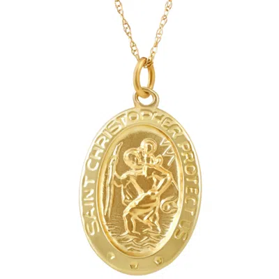 Pompeii3 14k Yellow Gold St. Christopher Medal Pendant .5" Tall 1.5 Grams In Gold