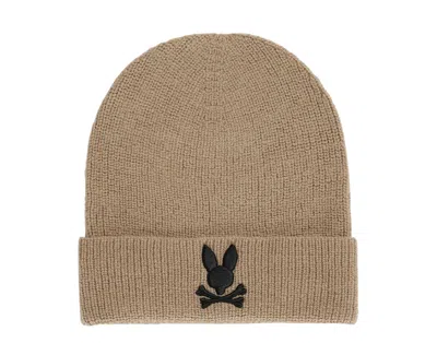 Psycho Bunny Allen Merino Wool Wet Sand Beanie B6a988u1ht-wtd In Beige