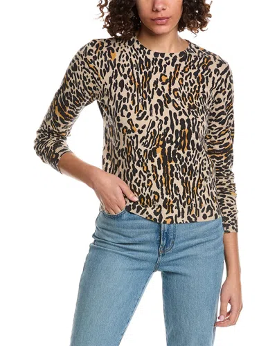 Minnie Rose Leopard Cashmere-blend Sweater In Beige