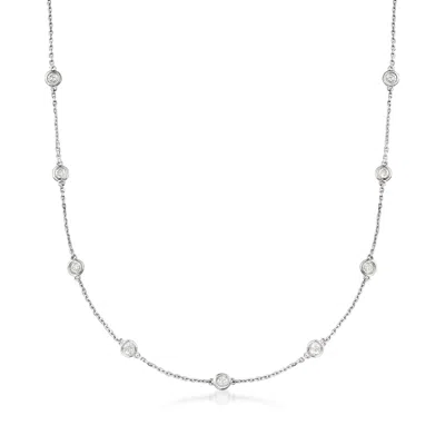 Ross-simons 0.50- Bezel-set Diamond Station Necklace In Sterling Silver In Silver