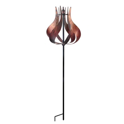 Teamson Home Kinetic Windmill Décor Sculpture Outdoor Garden Tulip Tangerine 3016387