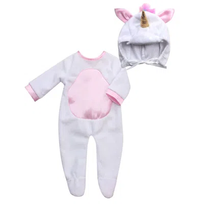 Teamson Sophia's Unicorn Costume With Rainbow Hair For 15" Dolls, White
