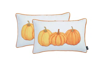 Homezia Set Of 2 20" Thanksgiving Pumpkin Throw Pillow Cover In Multicolor