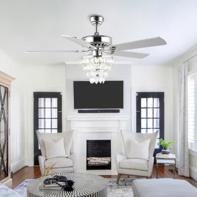 Jonathan Y Mindy 52" 3-light Glam Modern Crystal Shade Led Ceiling Fan With Remote