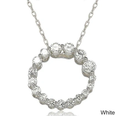 Suzy Levian Sterling Silver Cubic Zirconia Circle Journey Necklace In Silver