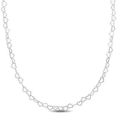 Mimi & Max Heart Link Necklace In Sterling Silver - 16 In In Silver