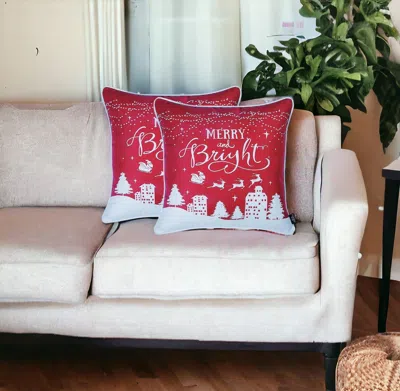 Homezia Set Of Two 18" Red And White Christmas Throw Pillow Covers
