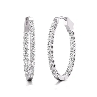 Diana M. Diana M Lab 14kt Wg 5ct Tw Oval In & Out Hoop Earring In Silver