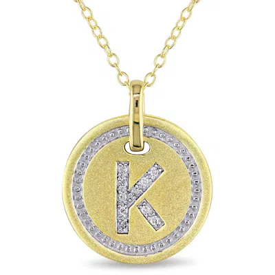 Mimi & Max K Initial Diamond Accent Pendant With Chain In Yellow Plated Sterling Silver In Gold