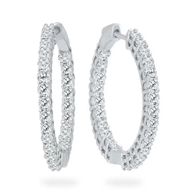 Diana M. 14kt White Gold Diamond In-out Round Hoop Earrings Containing 3.00 Cts Tw In Silver
