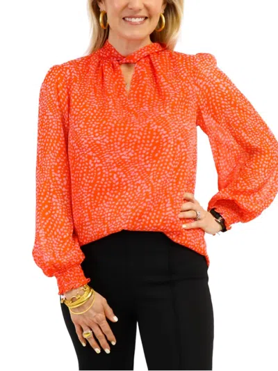 Jade Pink Dot Blouse In Orange/pink Dot In Orange