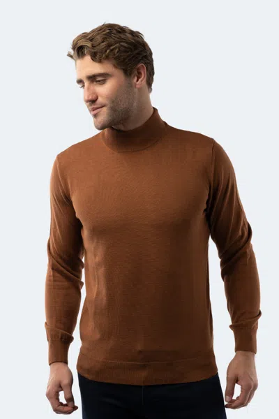 Luchiano Visconti Chestnut Mockneck Sweater In Brown