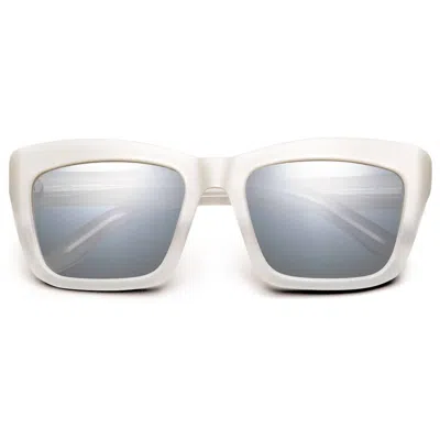 Ivi Vision Bonnie - Fade / Light Blue Chrome Flash Lens In Polished Ivory In White