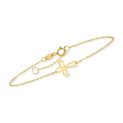 Rs Pure By Ross-simons Italian 14kt Yellow Gold Looped Cross Bracelet In Gold