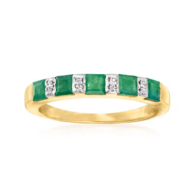 Ross-simons Emerald Ring With Diamond Accents In 18kt Gold Over Sterling In Green