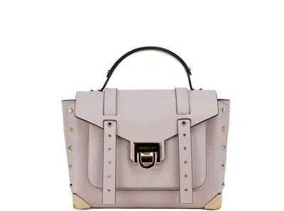 Michael Kors Manhattan Medium Powder Blush Leather Top Handle Satchel Handbag In Purple
