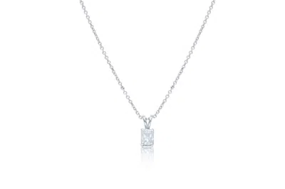 Diana M. 14kt White Gold Solitaire Diamond Pendant Featuring 0.84 Ct Clarity Enhanced Princess Cut Diamond In Silver