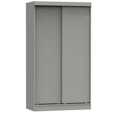 Better Home Products Modern Wood Double Sliding Door Wardrobe In Light Gray