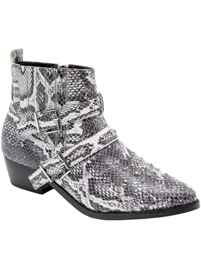 Jane And The Shoe Cindy Womens Snake Print Studded Booties In Grey