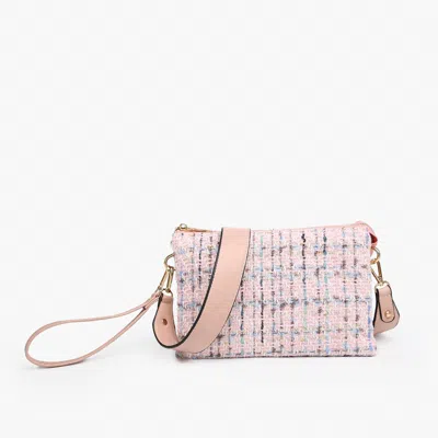 Jen & Co. Izzy Vegan Tweed Crossbody Bag In Pink In Pink