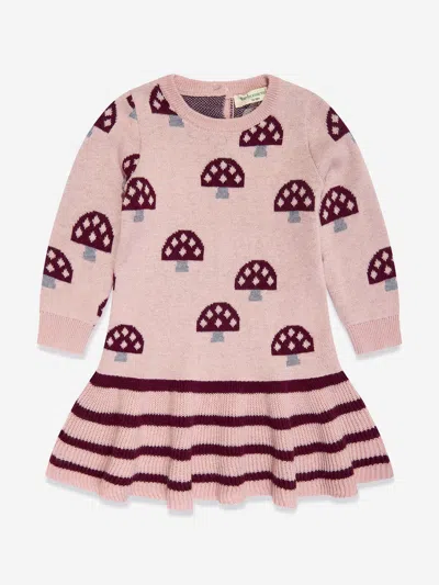 The Bonnie Mob Girls Sage Mushroom Knit Dress In Pink