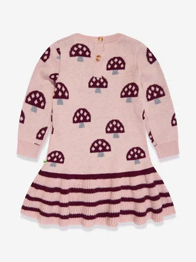 The Bonnie Mob Girls Sage Mushroom Knit Dress In Pink
