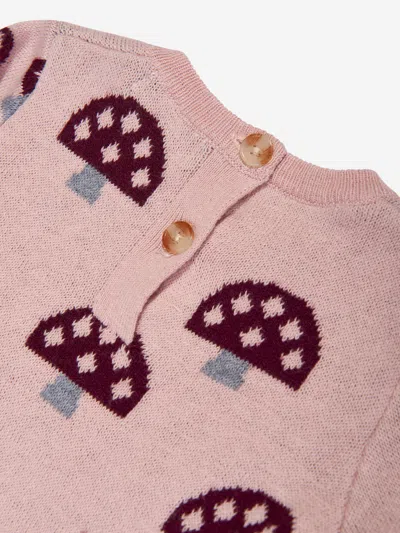 The Bonnie Mob Girls Sage Mushroom Knit Dress In Pink
