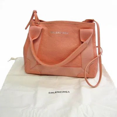 Pre-owned Balenciaga Navy Cabas Pink Leather Shoulder Bag ()