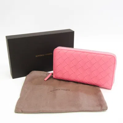 Pre-owned Bottega Veneta Intrecciato Pink Leather Wallet  ()