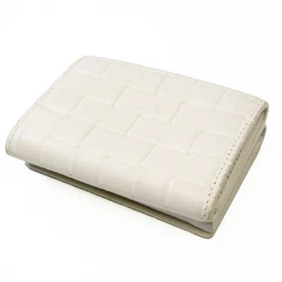Pre-owned Bottega Veneta Intrecciato White Leather Wallet  ()